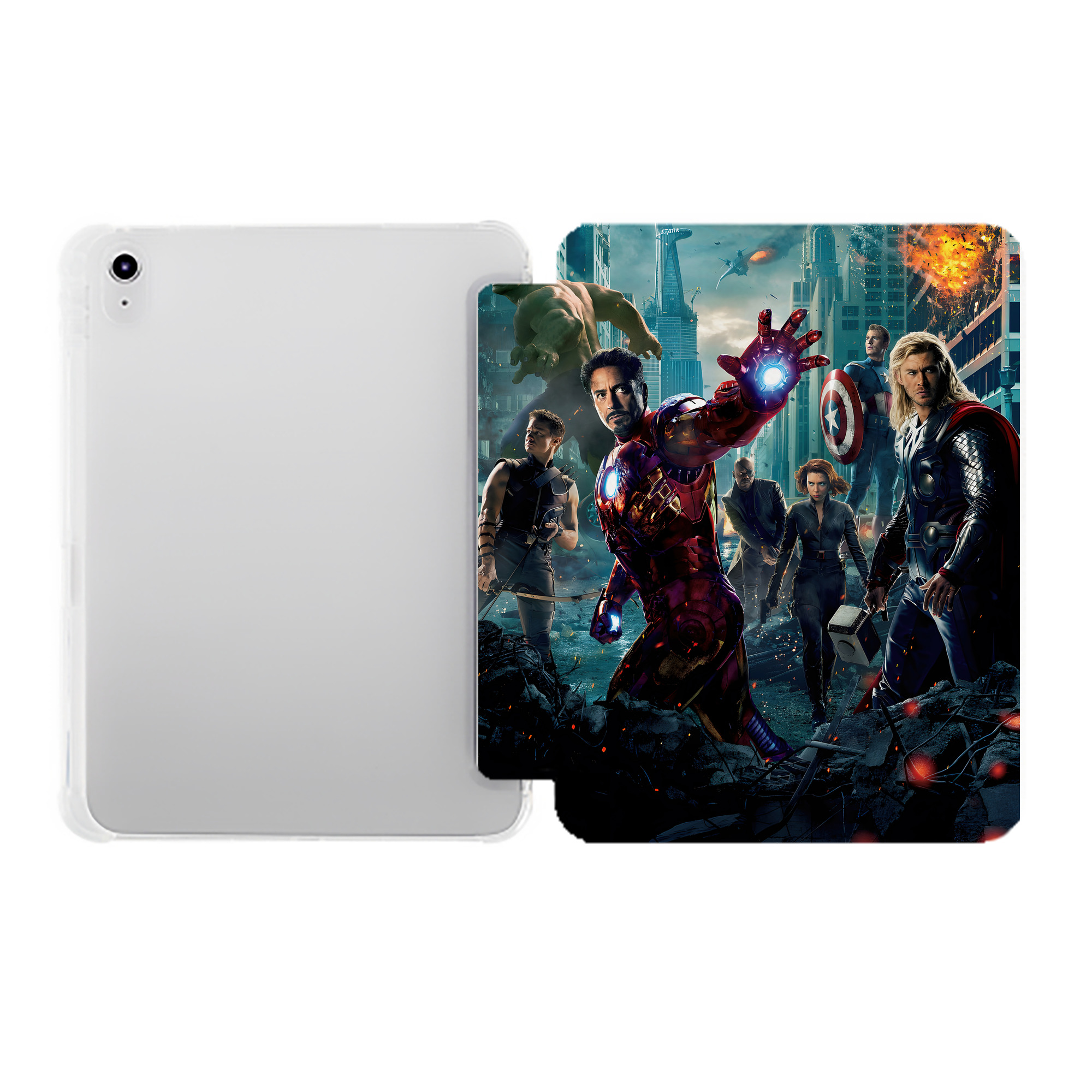 （画像用） アベンジャーズ The Avengers IPad ケース ペン収納付き 三つ折りスタンド PUレザー×シリコン 対応機種9.5/10.5/10.9インチ